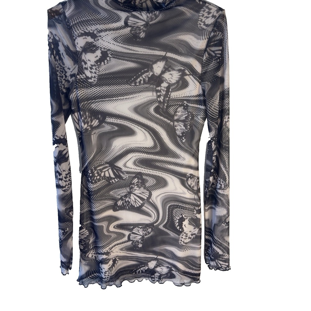 Y2K Style Urban Outfitters Rave Butterfly Techno Dress Women M Gray Coquette - Picture 2 of 11